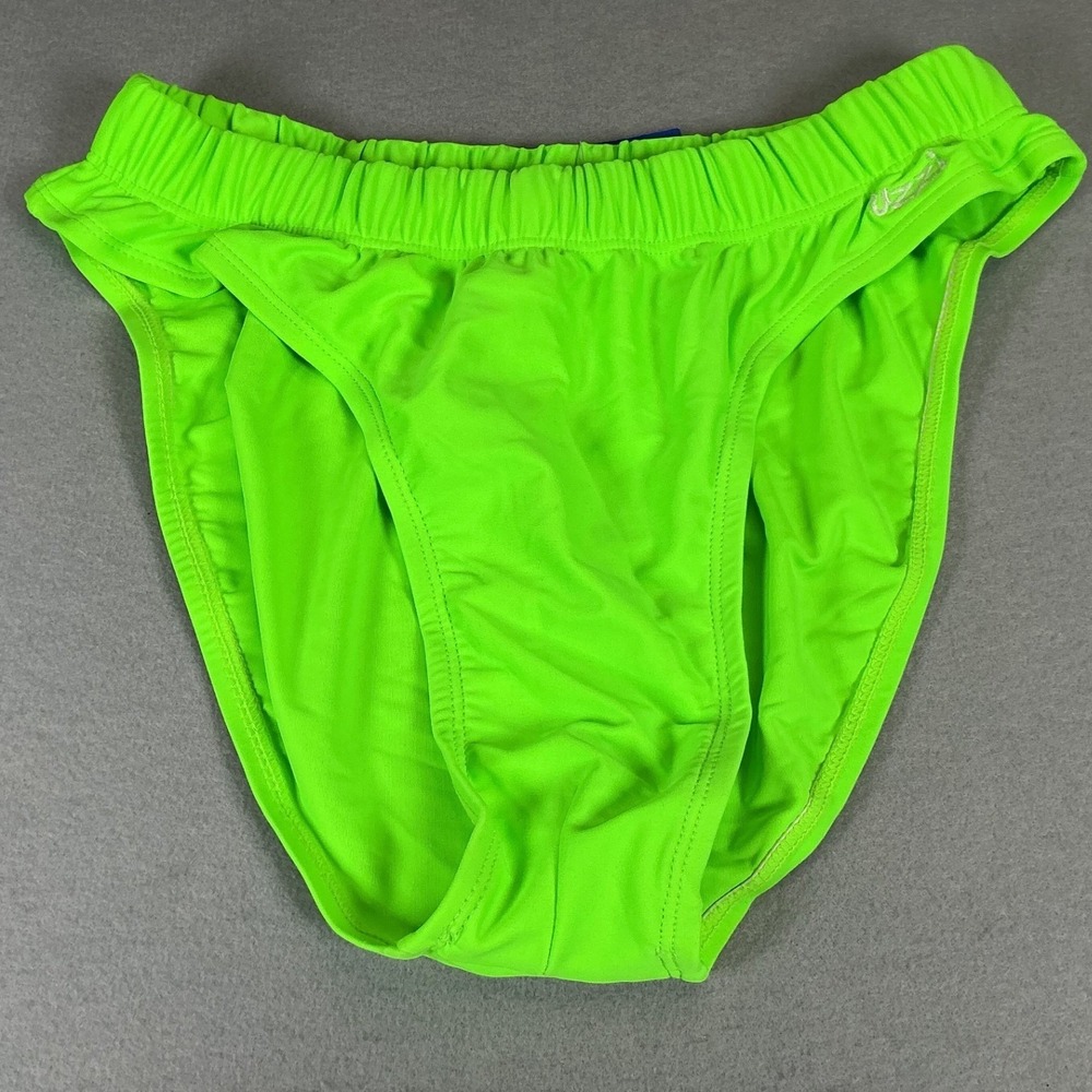 Uzzi Men's Neon Green Swim Brief Bikini Bottom Shark Logo Size M NWT
